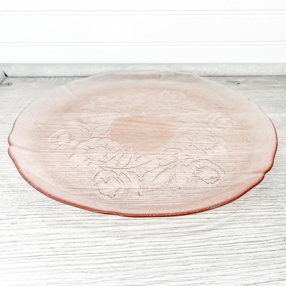 Vintage Pink Glass Dinner Plate: Jeanette Windsor Platter